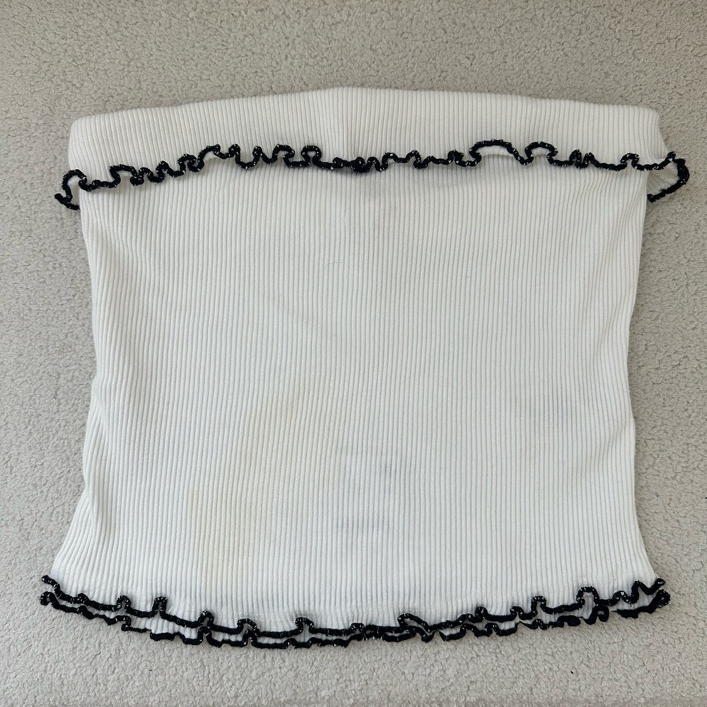 Free People - White Tube Top with Black Trim